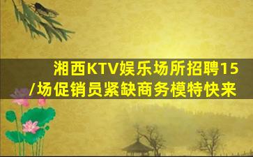 湘西KTV娱乐场所招聘15/场促销员紧缺商务模特快来
